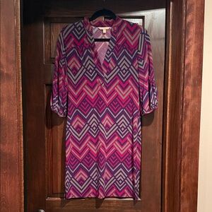 Banana Republic Geometric Pink and Purple Women's Dress
